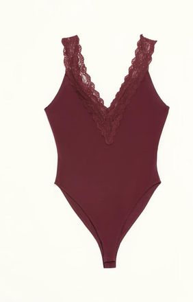 Ronny Kobo Danna Lace-Trim Jersey Bodysuit