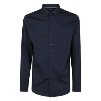 Michael Kors Casual Shirts, male, Blue, Size: 2XL Classic Cotton Shirt with Long Sleeves
