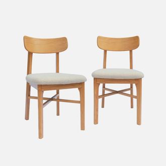 Sweeek Silla Vintage De Madera De Hevea Y Borreguito, Set De 2