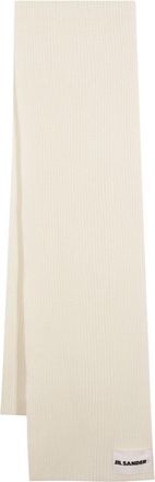 Jil Sander logo-patch wool scarf - men - Wool - One Size - Neutrals