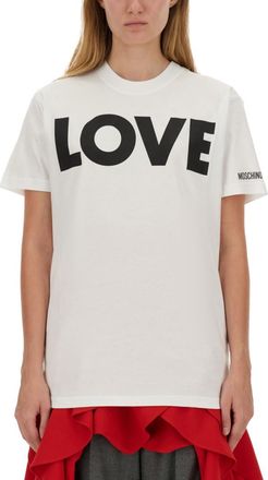 Moschino White Graphic Crew Neck T-Shirt