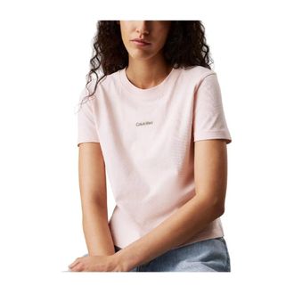 Calvin Klein Tops, Dames, Roze, S, Katoen, Placed Institutional Baby T-Shirt
