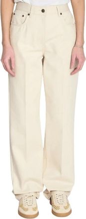 Valentino Pleated Gold Detail Jeans - Dames - Regular Fit Jeans - Beige - W28 - Katoen - Jeans