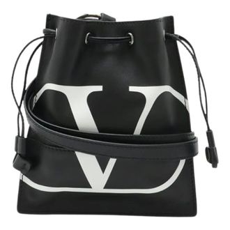 Valentino Pre-owned Bucket Bags, female, Black, Size: ONE SIZE Pre-owned Leather Shoulder Pouch