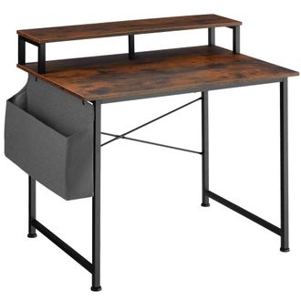 TecTake Escritorio industrial con soporte y bolsa 120x60x110 cm madera oscura
