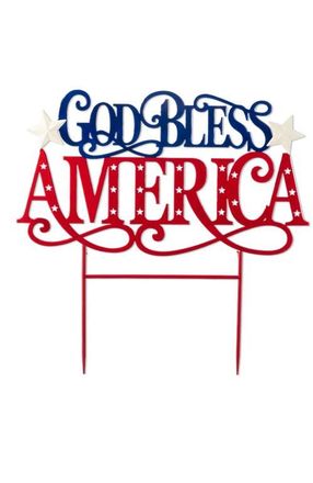 Glitzhome Metal Patriotic GOD BLESS AMERICA Yard Stake in Blue at Nordstrom, Size Medium