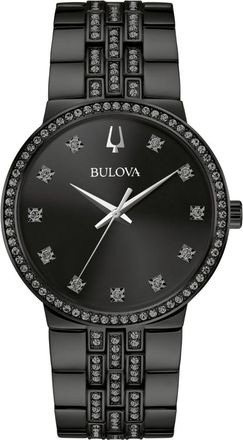 Bulova Mens Gemmed Black Dial Watch