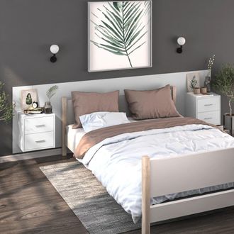 Berkfield Home Wall-mounted Bedside Cabinets 2 pcs White