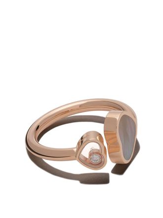 Chopard 18kt rose gold Happy Hearts diamond ring - women - Diamond/Mother of Pearl/18kt Gold - 54 - Pink