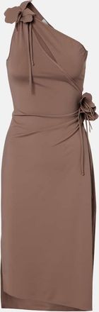 Coperni Floral-applique one-shoulder jersey cocktail dress