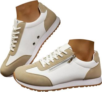 Generic Fashion Sneakers for Women Casual Walking Shoes Lightweight Lace-Up Non Slip Memory Foam Insole Workout Sneakers Womens Side Zipper Mesh Breathable Ou