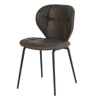 Koketto Home Silla de comedor con asiento de cuero sint&eacute;tico gris