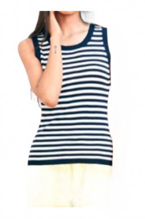 JUMPER 1234 Little Stripe Daisy Tank Top In Navy & White