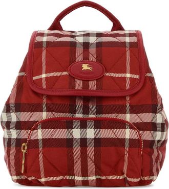 Burberry Backpacks, female, Red, Size: ONE SIZE Embroidered Canvas Backpack