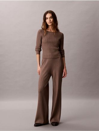 Calvin Klein Womens Tech Knit Stitch Pants - Brown - XL