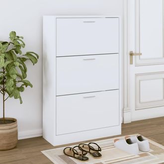 vidaXL Vidaxl - Mueble Zapatero Madera Contrachapada Blanco 63x24x103 Cm