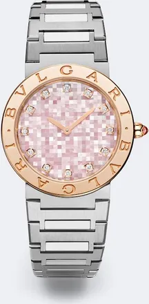 Bulgari Bvlgari Bvlgari embellished 18kt rose gold and stainless steel watch