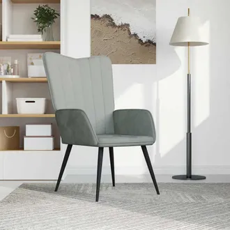 vidaXL Sill&oacute;n De Relax De Terciopelo Gris Claro Vidaxl