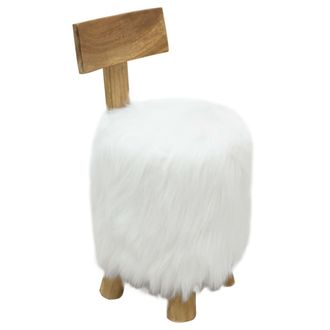 vidaXL Taburete De Madera Maciza De Teca Blanco Vidaxl