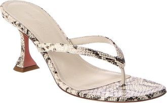 Amina Muaddi Amina Muaddi Juliette Snake-Embossed Leather Thong Sandal