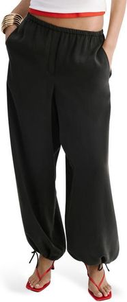 Mango Elastic Waist Baggy Wide Leg Pants in Black at Nordstrom, Size Medium