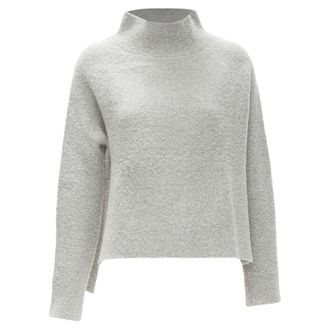 Theory grey wool blend fuzzy stand collar step hem sweater XS