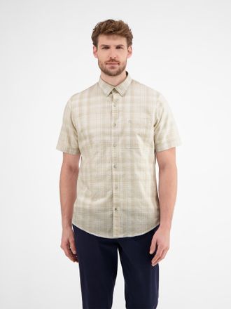 Lerros Karohemd LERROS LERROS Halbarmhemd in sommerlich-l&auml;ssiger Seersuckerqualit&auml;t, Herren, Gr. 3XL, Normalgr&ouml;ssen, weiss (wei&szlig;), 100% Baumwolle, Hemden Kar