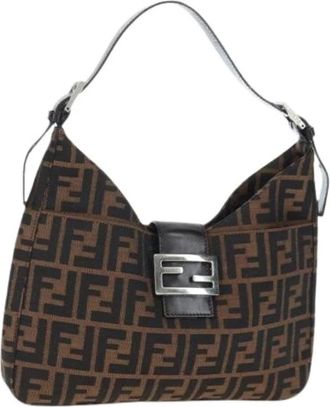 Fendi Pre-owned Zucca Canvas Shoulder Bag - Dames - Vintage Schoudertas - Bruin - ONE Size - Leer - Vintage