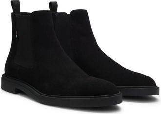 BOSS Suede Chelsea boots with signature stripe