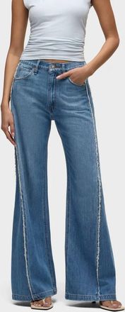 Hudson Jodie Loose Fit Wide Leg With Frayed Seams Jeans In Unravel