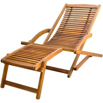 vidaXL Vidaxl Sedia A Sdraio Con Poggiapiedi In Legno Massello Di Acacia