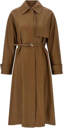 Fendi Embossed Logo Belted Trench Coat