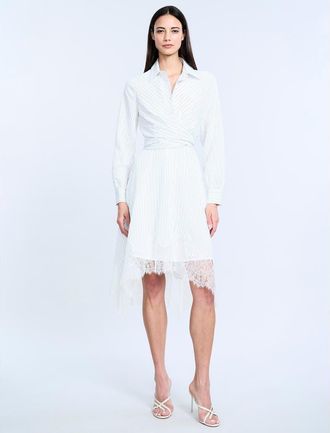 BCBGeneration Striped Shirt Dress with Lace in Jasmine at Nordstrom, Size 10