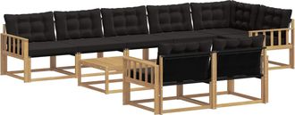 vidaXL Conjunto De Sof&aacute;s De Exterior 9 Uds. Blanco Y Negro Vidaxl
