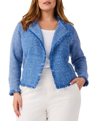 Nic+Zoe Nic+Zoe Plus Fringe Mix Knit Jacket
