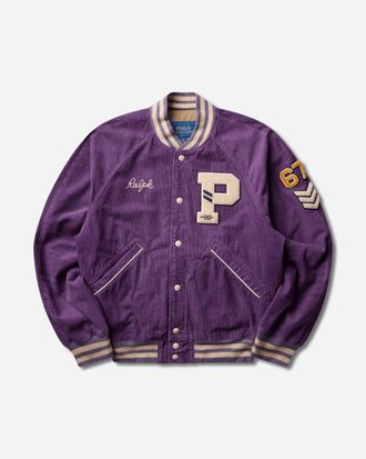 Polo Ralph Lauren Men s Corduroy Letterman Jacket New Violet Washed