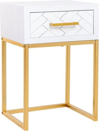 Wanderlust Deco Mesita 1 Caj&oacute;n Madera Y Metal 40x36x60h Cm