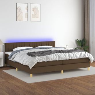 vidaXL Vidaxl - Cama Box Spring Con Colch&oacute;n Led Tela Marr&oacute;n Oscuro 200x200 Cm