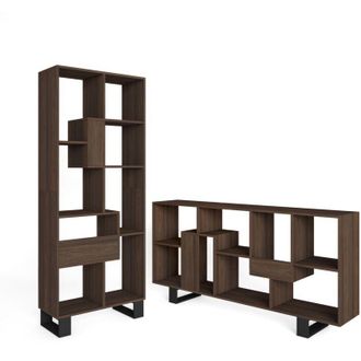Skraut Home Skraut Home - Libreria scaffale, Scaffali in legno a ripiani, 67x31x174cm, Design industriale, Stile moderno, Rovere scuro