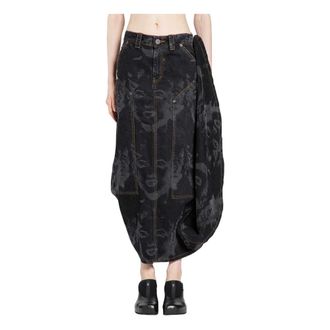 Vaquera Denim Skirts, female, Black, Size: W25 Prom Denim Maxi Skirt