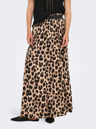 Only Maxirock ONLY ONLVENEDIG AOP LIFE LONG SKIRT, Damen, Gr. XS (34), cloud dancer aop:tiana leo, Web, Obermaterial: 100% Viskose, bedruckt, regular fit w