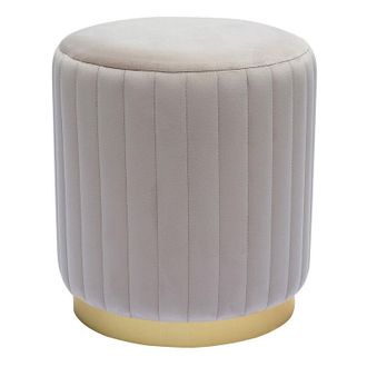 Miliboo Miliboo - Pouf tondo in velluto color talpa e metallo dorato D40 cm dona