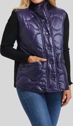 Peace of Cloth Quilted Snap Vest In Navy