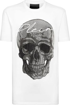 Philipp Plein crystal-embellished skull cotton T-shirt - men - Cotton - XXXL - White