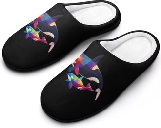 Generic Orca Colorful Print Mens Slippers Comfortable And Non-slip Cotton Slipper Shoe for House