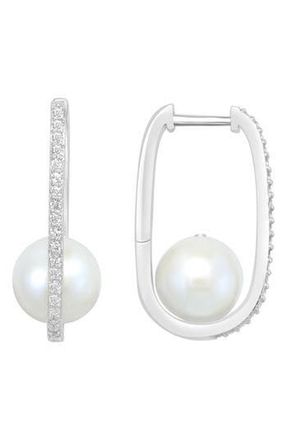 Effy Sterling Silver White Topaz & Freshwater Pearl Drop Earrings in Silver/White at Nordstrom Rack