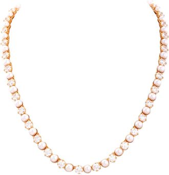 Swarovski Matrix Crystal Pearl Tennis Necklace
