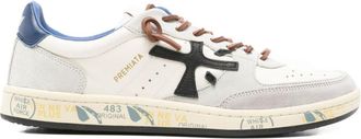 Premiata White Blue Lace Up Sneakers