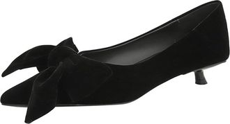 Generic Womens Pumps Stiletto High Heel 3cm Pointed Toe Suede Bow Wedding Shoes for Bride Prom Party (Black,3.5)