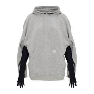 Maison Margiela Hoodies, female, Gray, Size: M Sweatshirt with Decorative Waist Tie